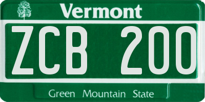 VT license plate ZCB200