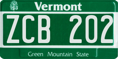 VT license plate ZCB202