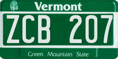 VT license plate ZCB207