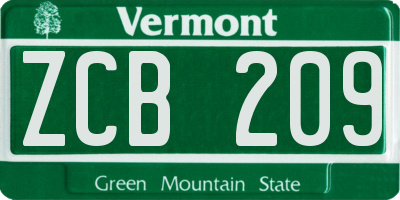 VT license plate ZCB209