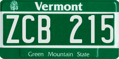 VT license plate ZCB215