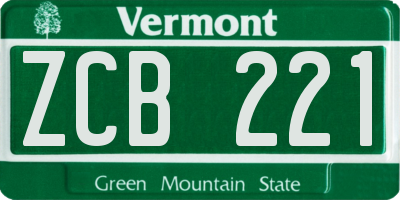VT license plate ZCB221