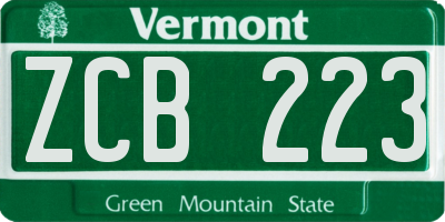 VT license plate ZCB223