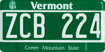 VT license plate ZCB224