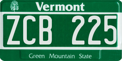 VT license plate ZCB225