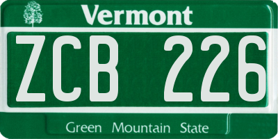 VT license plate ZCB226