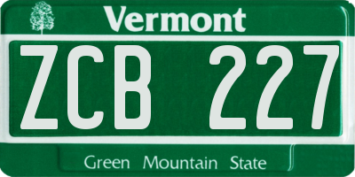 VT license plate ZCB227