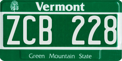 VT license plate ZCB228