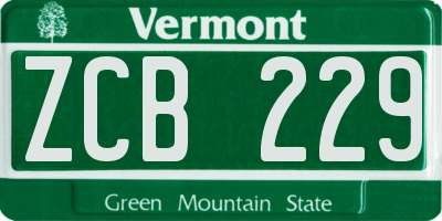 VT license plate ZCB229