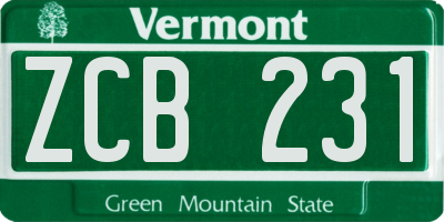 VT license plate ZCB231