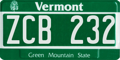VT license plate ZCB232