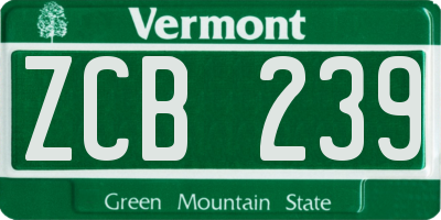 VT license plate ZCB239