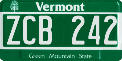VT license plate ZCB242