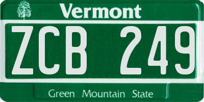 VT license plate ZCB249
