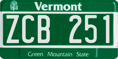 VT license plate ZCB251