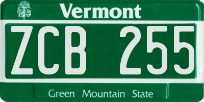 VT license plate ZCB255