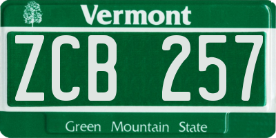 VT license plate ZCB257
