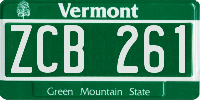 VT license plate ZCB261