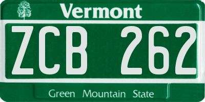 VT license plate ZCB262