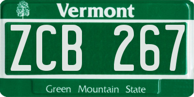 VT license plate ZCB267