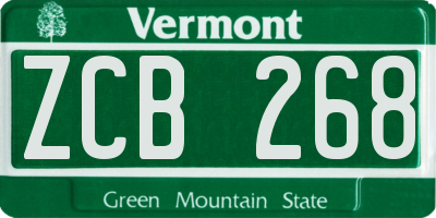 VT license plate ZCB268