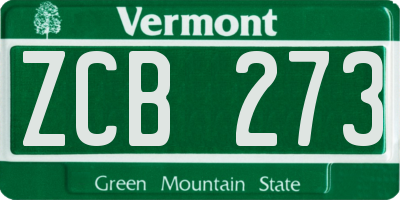 VT license plate ZCB273