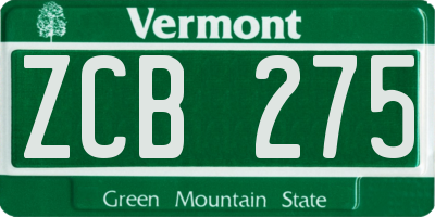 VT license plate ZCB275