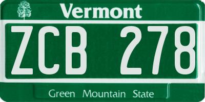 VT license plate ZCB278