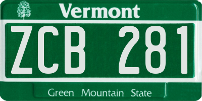 VT license plate ZCB281
