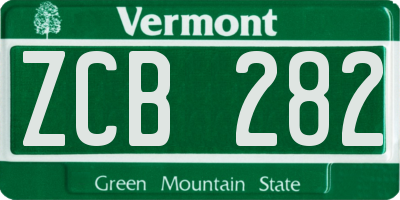 VT license plate ZCB282