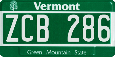 VT license plate ZCB286