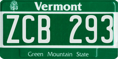 VT license plate ZCB293