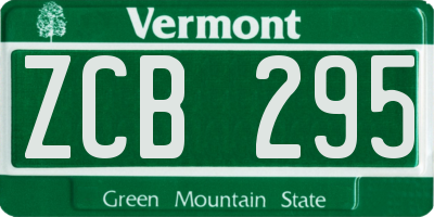 VT license plate ZCB295