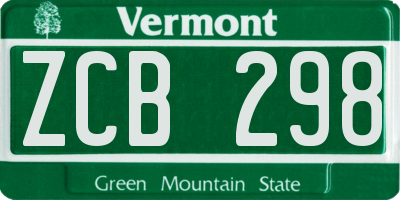 VT license plate ZCB298
