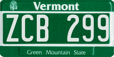 VT license plate ZCB299