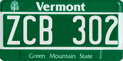VT license plate ZCB302