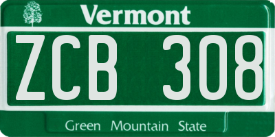 VT license plate ZCB308