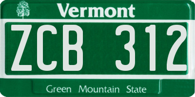 VT license plate ZCB312