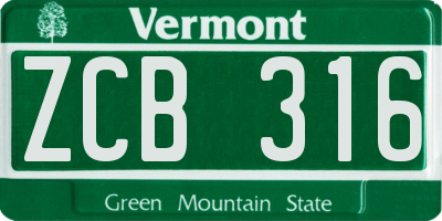 VT license plate ZCB316