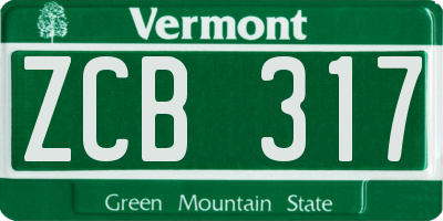 VT license plate ZCB317