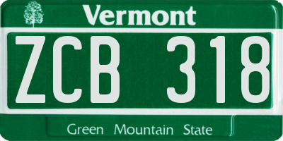 VT license plate ZCB318