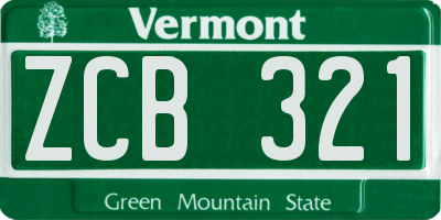 VT license plate ZCB321