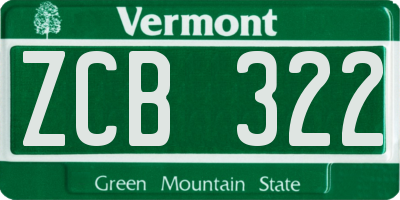 VT license plate ZCB322