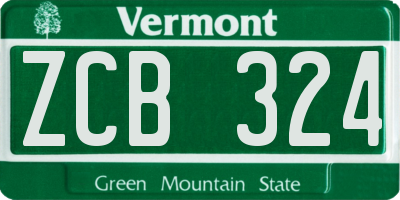 VT license plate ZCB324
