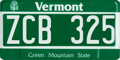 VT license plate ZCB325