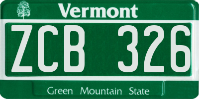 VT license plate ZCB326
