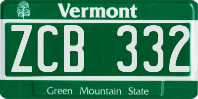 VT license plate ZCB332