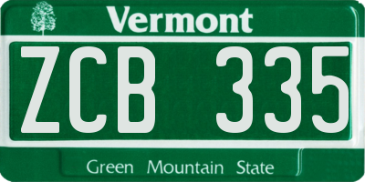 VT license plate ZCB335