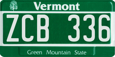 VT license plate ZCB336