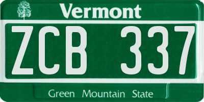 VT license plate ZCB337